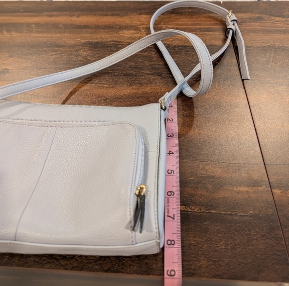 Tignanello Crossbody Genuine Leather Bag , Blue gray , Numerous Compartments,GUC - Picture 8 of 9